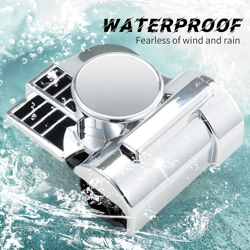 FARBIN Air Horn for Motorcycle Train Horns for Car Truck 150DB Super Loud Car Horn 12V with Button Compatible with Motorcycle with Horn Cover (12V, Silver Shell with Button) - Image 4